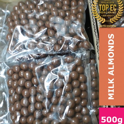 Coklat Grandeur Diary Milk Panned Chocolate With Almond Loose 500g Halal Berkualiti Sedap Murah
