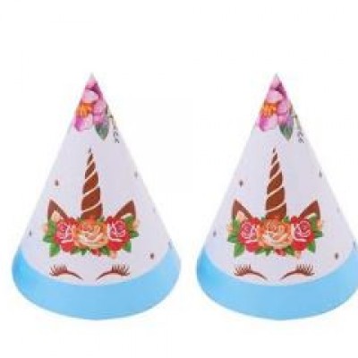 UNICORN THEME CHILDREN PARTY DECORATION - UNICORN BIRTHDAY HAT - BLUE & PINK