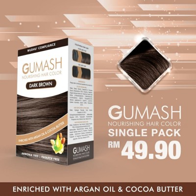 GUMASH NOURISHING HAIR COLOUR - DARK BROWN (PEWARNA RAMBUT SAH SOLAT)