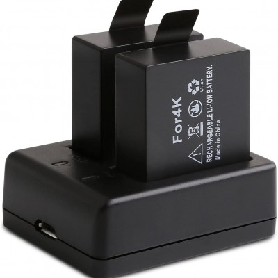 APEMAN ACTION CAMERA BATTERY RECHARGEABLE DUAL 1350MAH AND USB DUAL BATTERY CHARGER FOR SPORT AND ACTION CAMERA