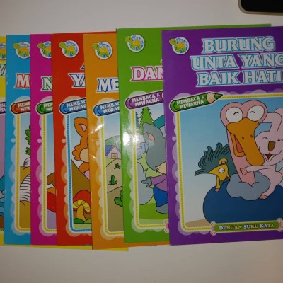 SIRI PENYU EMAS KIDS STORY & COLOURING BOOK COMPLETE SET CERITA KANAK KANAK MEWARNA (8 BOOKS) 16 PAGES EACH BOOK