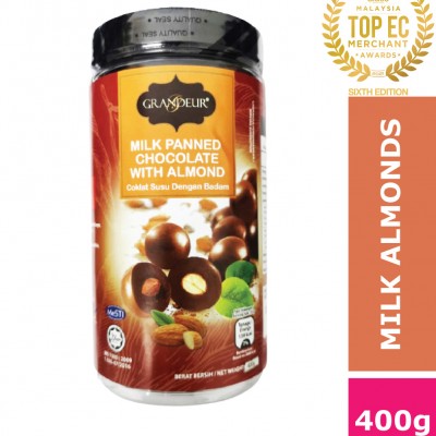 Coklat Grandeur Milk Panned Chocolate With Almond 400g Halal Berkualiti Sedap Murah