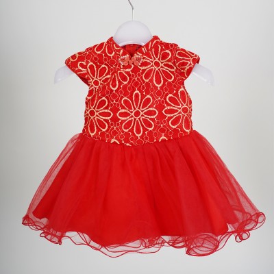 CHILDREN BABY DRESS CHEONGSAM COSTUMES CHINESE STYLE RED PRINCESS DRESS