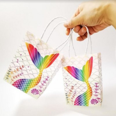 MERMAID PARTY PAPER BAG (12PCS) - SMALL 21CM(H) x 15CM(W) x 8CM(D)