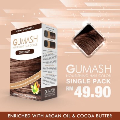 GUMASH NOURISHING HAIR COLOUR - CHESTNUT (PEWARNA RAMBUT SAH SOLAT)