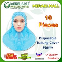 PPE - DISPOSABLE HOOD TUDUNG COVER (BLUE) 35gsm - 10 PIECES PAP-TUD-COV-BLU