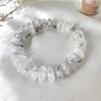 Wheel Bead Black Rutile Bracelet