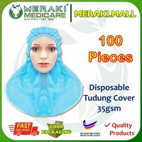 PPE - DISPOSABLE HOOD TUDUNG COVER (BLUE) 35 gsm - 100 PIECES PAP-TUD-COV-BLU