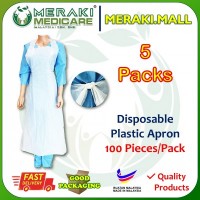 PPE DISPOSABLE Plastic Apron 5 Packs of 100 Pieces PAP-APR-WHT-HD2