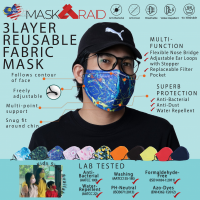 ESSENTIAL 3 PLY REUSABLE FABRIC MASK-MULTICOLOR ABSTRACT (ADULT)