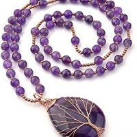 Amethyst Genuine Crystal  Necklace Tree of Life