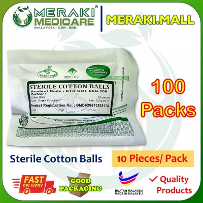 Disposable Sterile Cotton Balls -100 PACKS SET STR-COT-05G-10P
