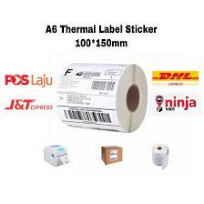 READY STOCK MALAYSIA A6 SIZE (350 PCS) THERMAL PAPER LABEL 10X15 CM STICKER SHIPPING COURIER AIRWAY BILL