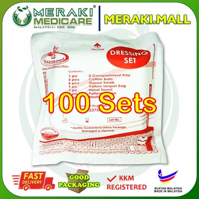 DISPOSABLE STERILE DRESSING SET - NO FORCEPS PENYEPIT -100 SETS PDS-DRS-066-SET