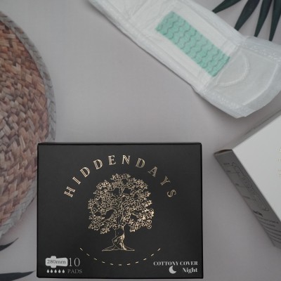 PADS HIDDENDAYS ORGANIC COTTON COVER ULTRA SLIM DAY AND NIGHT PADS WITH ANION CHIPS