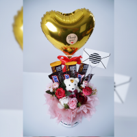 BOUQUET WITH BEAR COKLAT
